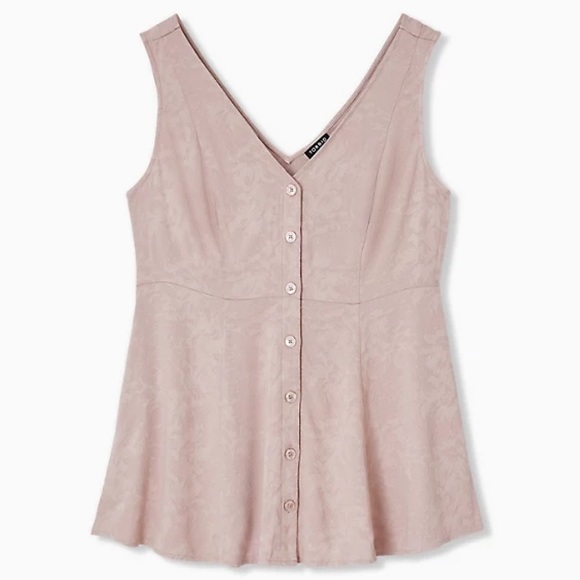 ✨torrid taupe jacquard fit & flare peplum tank✨ - Picture 1 of 8